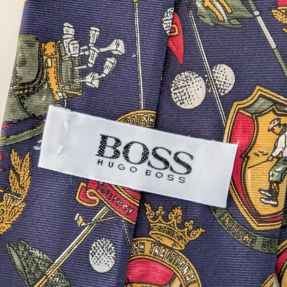 Vintage Hugo Boss Golf Print Silk Tie - Made in Italy - Picture 4 of 8